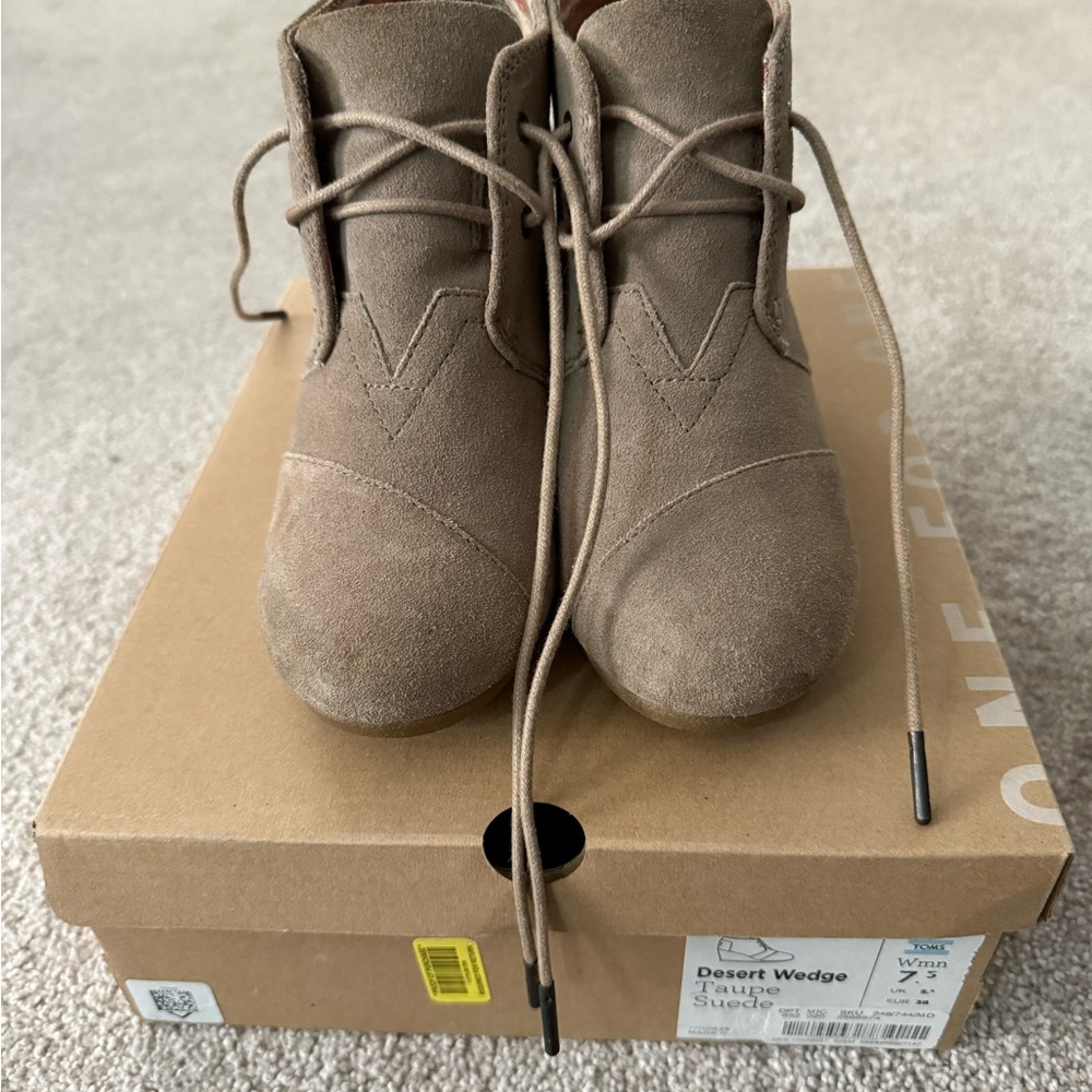 Toms Taupe Suede Desert Wedge